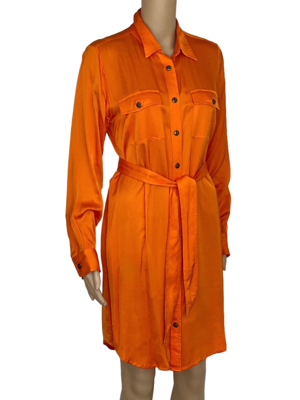 Lauren Ralph Lauren Orange Belted Shirt Dress Size 8